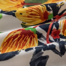 Måttbeställd Bomullsgardin Med Växttryck I Nordisk Stil