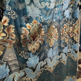 Mörkläggande Chenillegardin Med Måttbeställning, Europeisk Blombroderi, För Vardagsrum/Sovrum