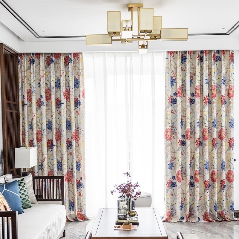 Nordisk Stil Gardin Måttbeställd Gardin Blommigt Mönstrad Bomull
