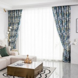 Måttbeställd Bomullsgardin Med Bladmönster I Amerikansk Stil