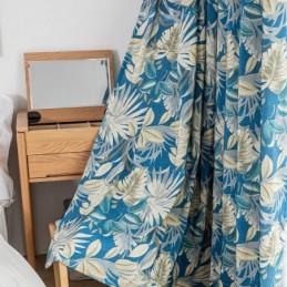 Måttbeställd Bomullsgardin Med Bladmönster I Amerikansk Stil