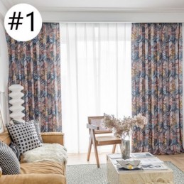 Måttbeställd Bomullsgardin Med Bladmönster I Amerikansk Stil