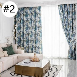 Måttbeställd Bomullsgardin Med Bladmönster I Amerikansk Stil