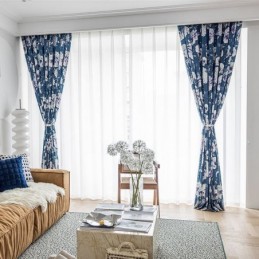 Blommigt Mönstrad Gardin Måttbeställd Gardin I Bomull I Nordisk Stil