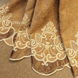 Måttbeställd Chenillegardin Med Broderi Av Europeiskt Blommönster För Vardagsrum Och Sovrum