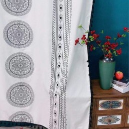 Mönstrad Linnegardin, Måttbeställd, Nordisk Stil För Vardagsrum Och Sovrum