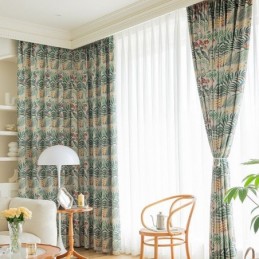 Bomullsgardin Måttbeställd Gardin Amerikansk Stil Med Växttryck