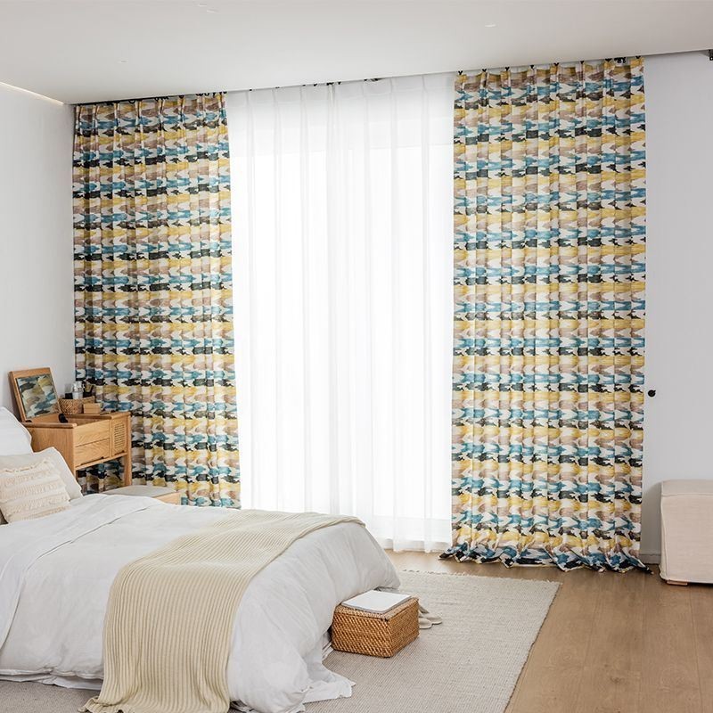 Bomullsgardin Måttbeställd Gardin Nordisk Stil Tryckt