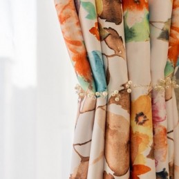 Måttbeställd Gardin Gardin Med Växttryck I Amerikansk Stil