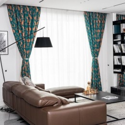 Måttbeställd Bomullsgardin Kattungetryckt Nordisk Stil