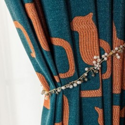 Måttbeställd Bomullsgardin Kattungetryckt Nordisk Stil