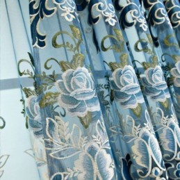 Chenille Halvmörkläggningsgardiner Europeisk Stil Blombroderi Vardagsrum Sovrum