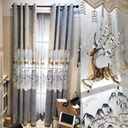 Nordiska Chenillegardiner Bruna Broderier Halvmörkläggning För Vardagsrum Sovrum