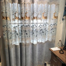 Nordiska Chenillegardiner Bruna Broderier Halvmörkläggning För Vardagsrum Sovrum