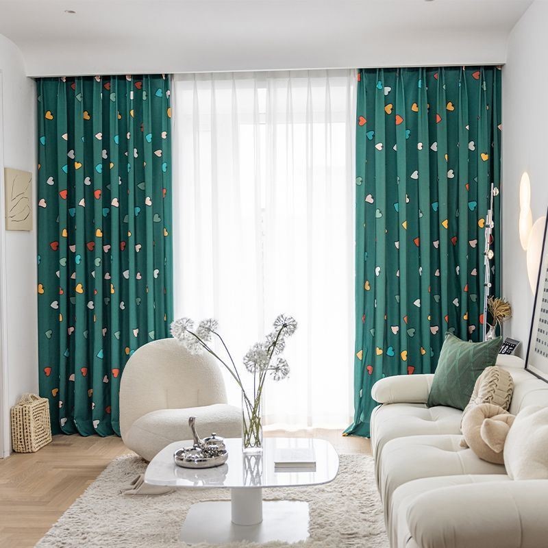 Bomullsgardin Måttbeställd Gardin I Nordisk Stil Med Hjärtmönster