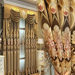 Mörkläggande Chenillegardin Med Måttbeställning, Europeisk Blombroderi, Vardagsrums- Och Sovrumsfönster