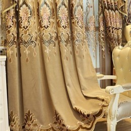 Mörkläggande Chenillegardin Med Måttbeställning, Europeisk Blombroderi, Vardagsrums- Och Sovrumsfönster