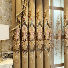 Mörkläggande Chenillegardin Med Måttbeställning, Europeisk Blombroderi, Vardagsrums- Och Sovrumsfönster