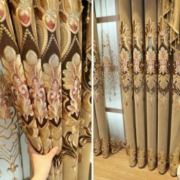 Mörkläggande Chenillegardin Med Måttbeställning, Europeisk Blombroderi, Vardagsrums- Och Sovrumsfönster