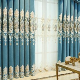 Mörkläggande Chenillegardin Med Måttbeställning, Europeisk Blombroderi, Fönster För Vardagsrum Och Sovrum