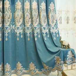 Mörkläggande Chenillegardin Med Måttbeställning, Europeisk Blombroderi, Fönster För Vardagsrum Och Sovrum