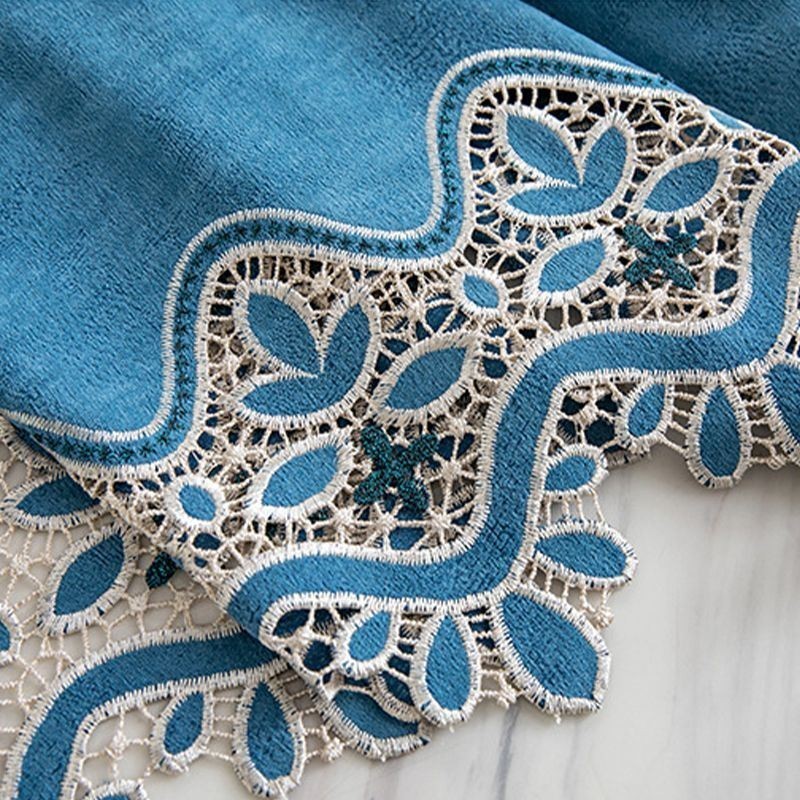 Mönstrad Chenillegardin Med Broderi, Europeisk Blommönster, Halvmörkläggande, För Vardagsrum/Sovrum