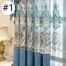 Mönstrad Chenillegardin Med Broderi, Europeisk Blommönster, Halvmörkläggande, För Vardagsrum/Sovrum