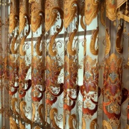 Halvmörkläggningsgardin Måttbeställd Gardin Europeisk Blombroderi Vardagsrum