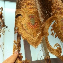 Halvmörkläggningsgardin Måttbeställd Gardin Europeisk Blombroderi Vardagsrum