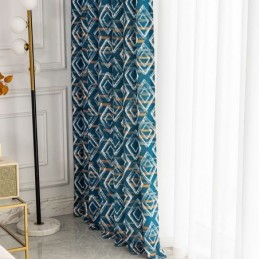 Måttbeställd Gardin Med Rombtryck I Nordisk Stil