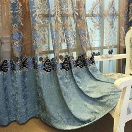 Mörkläggande Chenillegardin Med Måttbeställning, Europeisk Blombroderi, Vardagsrumssovrum