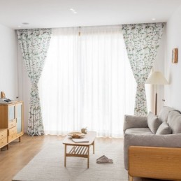 Nordisk Stil Gardin Måttbeställd Gardin Med Växttryck I Polyester