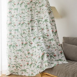 Nordisk Stil Gardin Måttbeställd Gardin Med Växttryck I Polyester