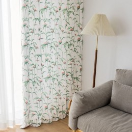 Nordisk Stil Gardin Måttbeställd Gardin Med Växttryck I Polyester