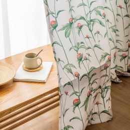 Nordisk Stil Gardin Måttbeställd Gardin Med Växttryck I Polyester