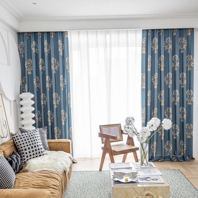 Måttbeställd Bomullsgardin Gardin I Europeisk Blommönsterstil