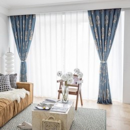 Måttbeställd Bomullsgardin Gardin I Europeisk Blommönsterstil