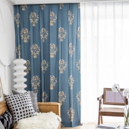 Måttbeställd Bomullsgardin Gardin I Europeisk Blommönsterstil