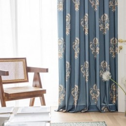 Måttbeställd Bomullsgardin Gardin I Europeisk Blommönsterstil