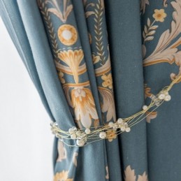 Måttbeställd Bomullsgardin Gardin I Europeisk Blommönsterstil