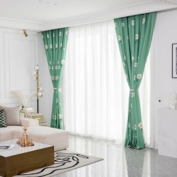 Måttbeställd Bomullsgardin I Nordisk Stil Med Blommönster