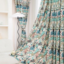 Amerikansk Bomullsgardin Måttbeställd Gardin Med Växttryck