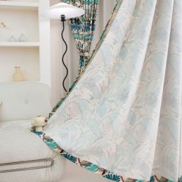 Amerikansk Bomullsgardin Måttbeställd Gardin Med Växttryck