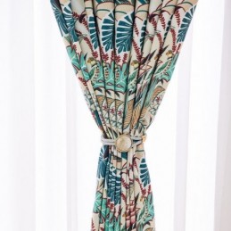 Amerikansk Bomullsgardin Måttbeställd Gardin Med Växttryck