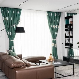 Måttbeställd Bomullsgardin Blommigt Tryckt Nordisk Stil