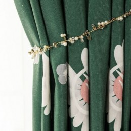 Måttbeställd Bomullsgardin Blommigt Tryckt Nordisk Stil