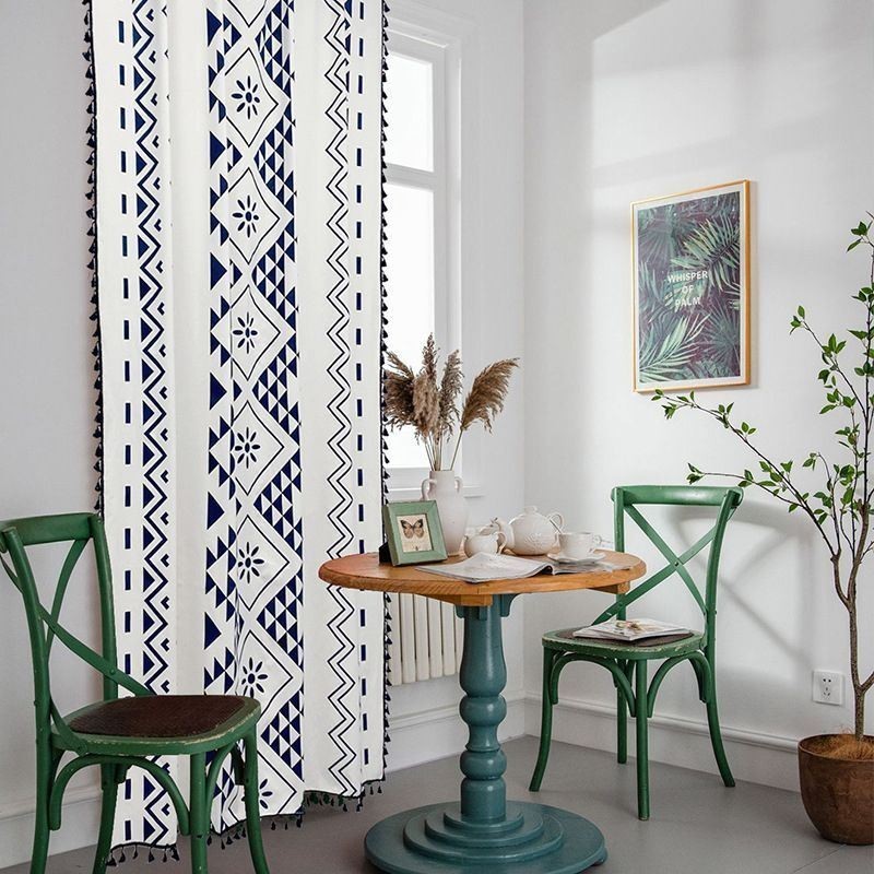 Nordiska Linnegardiner Geometriskt Tryckta För Vardagsrum Och Sovrum