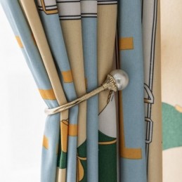 Bomullsgardiner Barnmodell Vit Häst Mönstrad