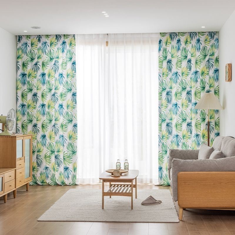 Måttbeställd Gardin Med Bladmönster I Nordisk Stil