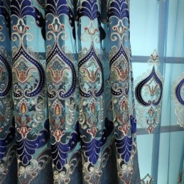 Halvmörkläggningsgardin Måttbeställd Gardin Med Europeisk Blombroderi För Vardagsrum/Sovrum